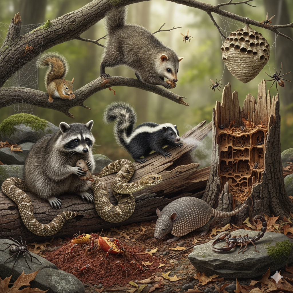 Wild animal control raccoon skunk snake armadillo Rockwall Hunt Kaufman Counties